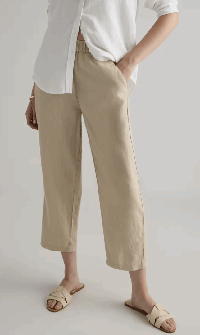 Lightweight Summer Casual Pants For Summer tania stephens 50 is not old fashion blogger quince crop pants